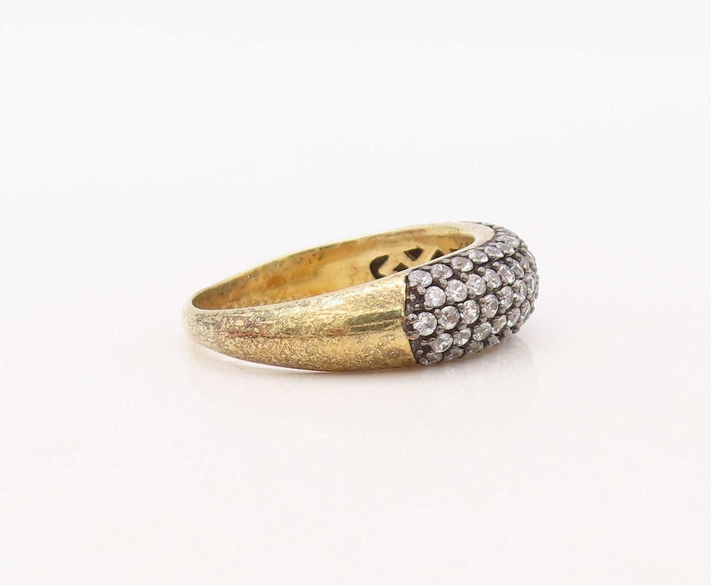925 Sterling Silver Vintage Ring Gold Plated Topaz Inlay  Sz 6.5  RG30623
