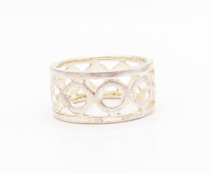 925 Sterling Silver Vintage Ring Minimalist Cutout Rings Band  Sz 8  RG33260