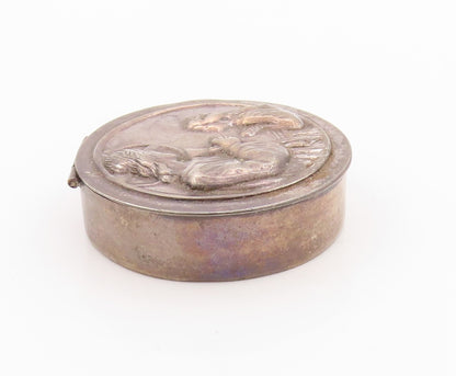 925 Sterling Silver Vintage Pill Box EUROPE Jesus & Mary Religious OPENS  TR3956