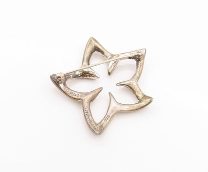 925 Sterling Silver Vintage Brooch TIFFANY & CO. Modernist Cutout Flower BP11618
