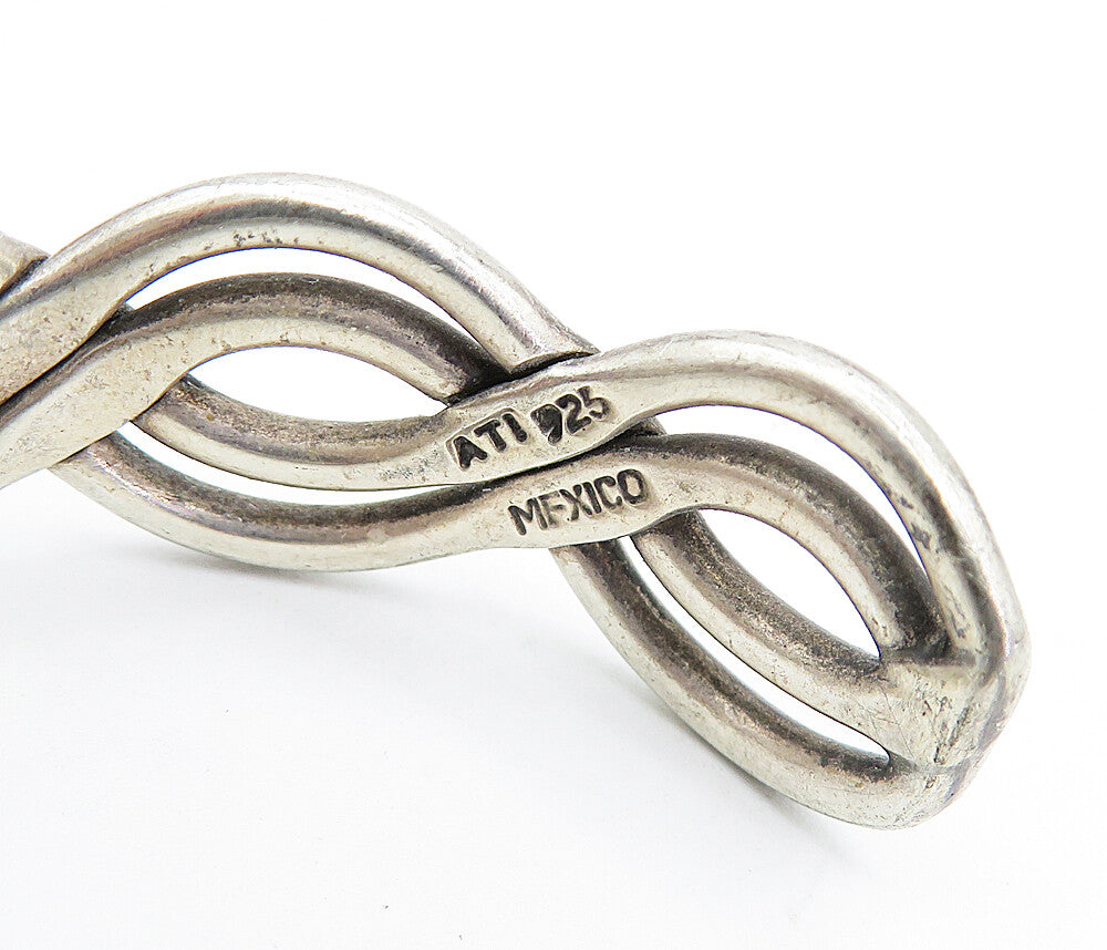 MEXICO 925 Sterling Silver  Vintage Dark Tone Infinity Cuff Bracelet  BT1815