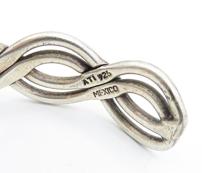 MEXICO 925 Sterling Silver  Vintage Dark Tone Infinity Cuff Bracelet  BT1815