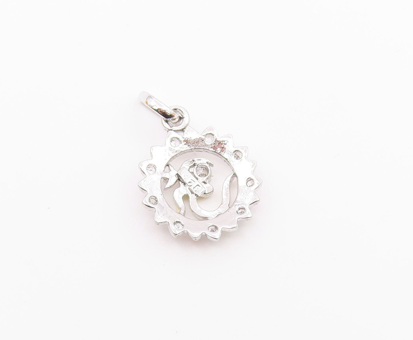 925 Sterling Silver  Petite Shiny Topaz Om Spiritual Symbol Pendant  PT6792