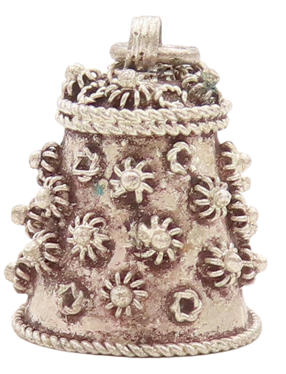 925 Sterling Silver Vintage Pendant Solid Coiled Floral Carved Tea Pot  PT23164