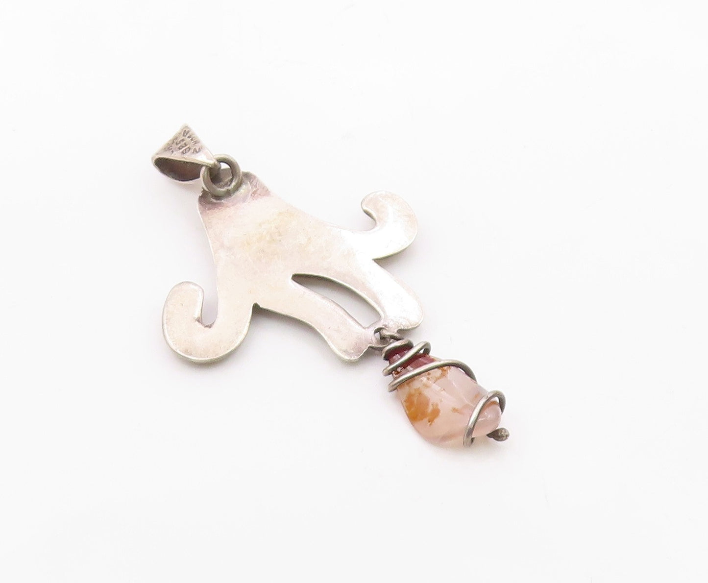 MEXICO 925 Silver  Vintage Tentacles Motif Wrapped Agate Pendant  PT21676