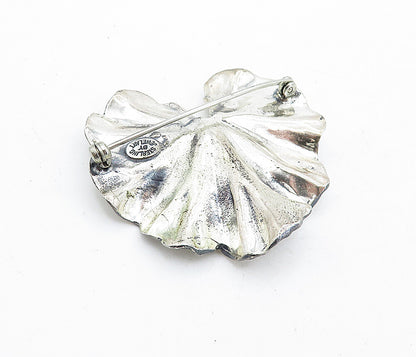 JEWEL ART 925 Sterling Silver  Vintage Shiny Single Leaf Brooch Pin  BP2056