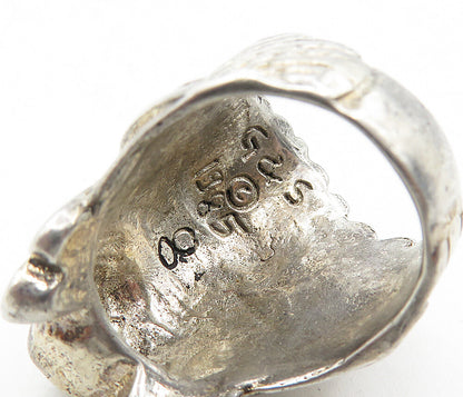 925 Sterling Silver  Vintage Shiny Native Chief's Head Band Ring Sz 8  RG9231