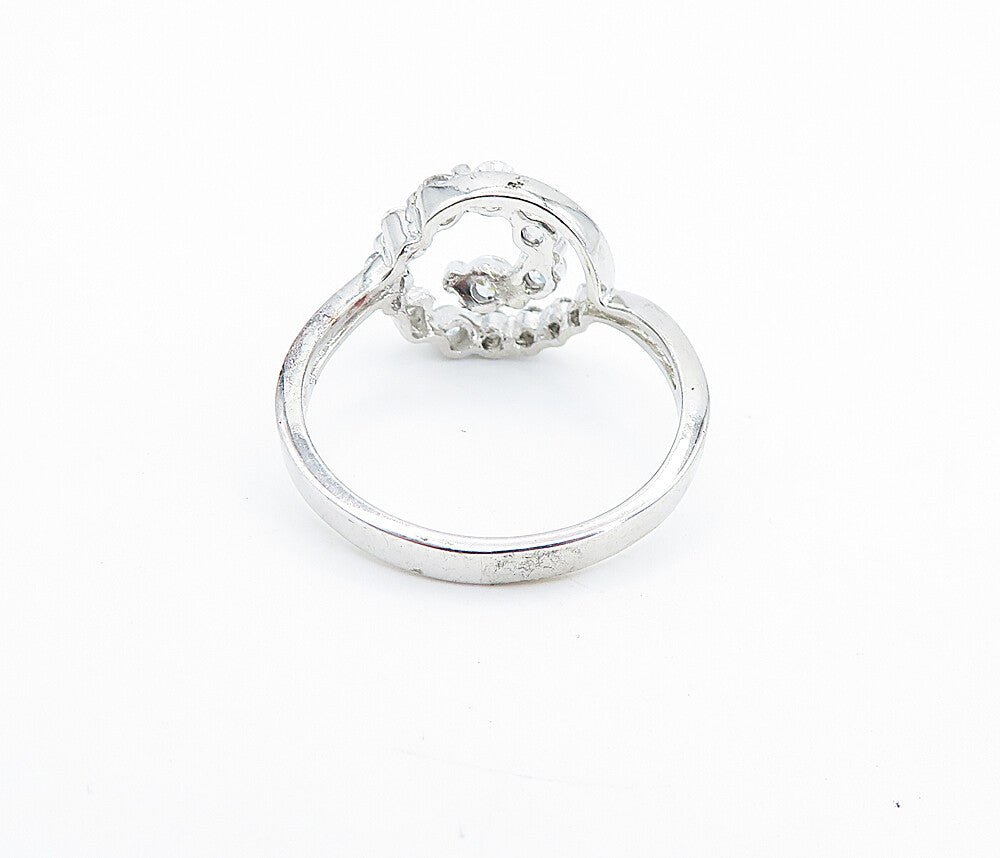 925 Sterling Silver  Shiny Cubic Zirconia Open Spiral Band Ring Sz 9  RG7268