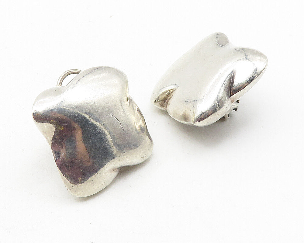 DUNIGAN 925 Sterling Silver  Vintage Modernist Non Pierce Earrings  EG5866