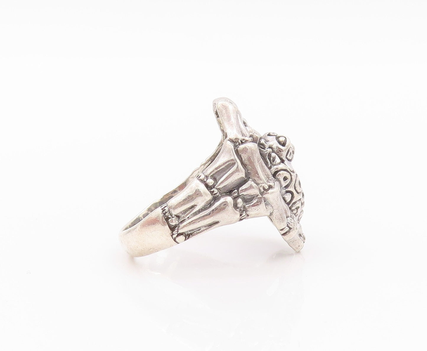 925 Sterling Silver Vintage Ring Modernist Lizard Bamboo Cutout  SZ 6.5  RG32296