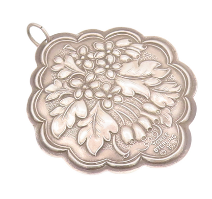 925 Sterling Silver Vintage Pendant TOWLE Solid Carved Flower Cloud  PT23416