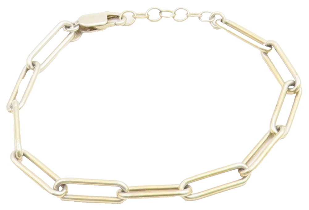 925 Sterling Silver Vintage Bracelet Gold Plated Classic Paperclip Link  BT11827
