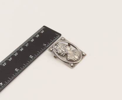 925 Sterling Silver  Vintage Woman's Side Profile Cutout Brooch Pin  BP10202