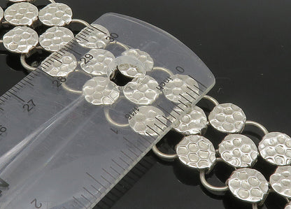 925 Sterling Silver  Vintage Shiny Round Patterned Chain Bracelet  BT9073