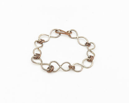 925 Sterling Silver  Vintage Two Tone Infinity Twist Chain Bracelet  BT7435
