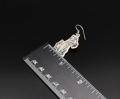 MEXICO 925 Silver  Vintage Engraved Disney 101 Dalmatian Dog Earrings  EG12100