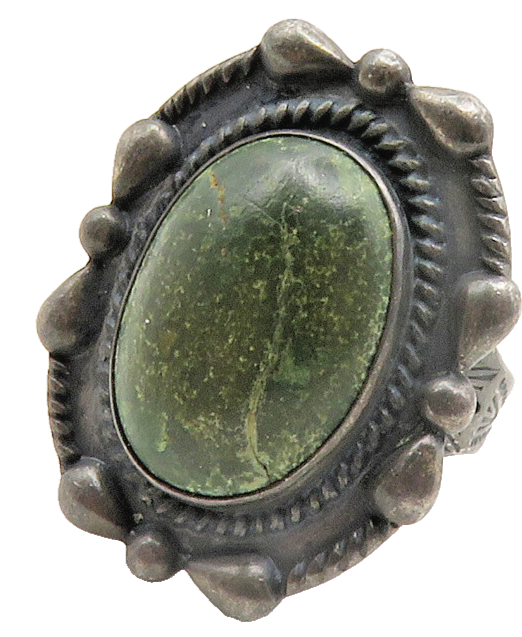 925 Sterling Silver  Vintage Green Jasper Cocktail Ring Sz 5.5  RG13159