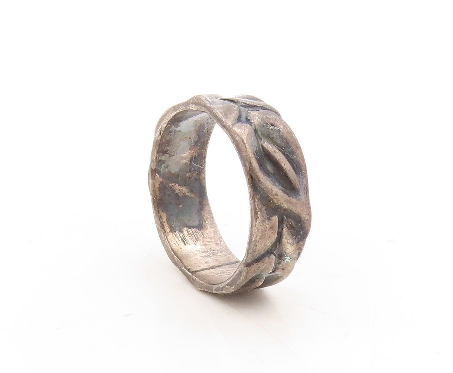 925 Sterling Silver Vintage Ring CINI Dark Tone Brutalist Cutout Sz 6.5  RG31261