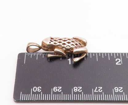 925 Sterling Silver  Vintage Shiny Frog Diamond Shape Detail Pendant  PT16314