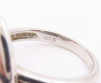 925 Sterling Silver Vintage Ring Teardrop Ammolite Statement Band  Sz 8  RG36427