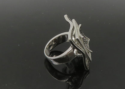 925 Silver  Vintage Cubic Zirconia & Black Spinel Cocktail Ring Sz 9  RG22746