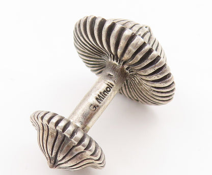 925 Sterling Silver Vintage Cufflinks GISELLE MINOLI Etched Fluted Dome  TR4206