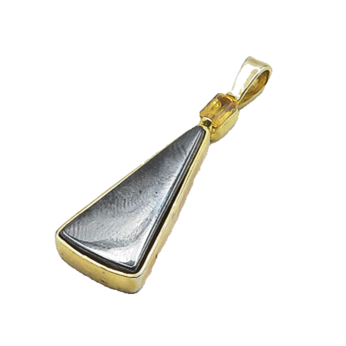 925 Sterling Silver  Vintage Hematite Gold Plated Shiny Pendant  PT15271