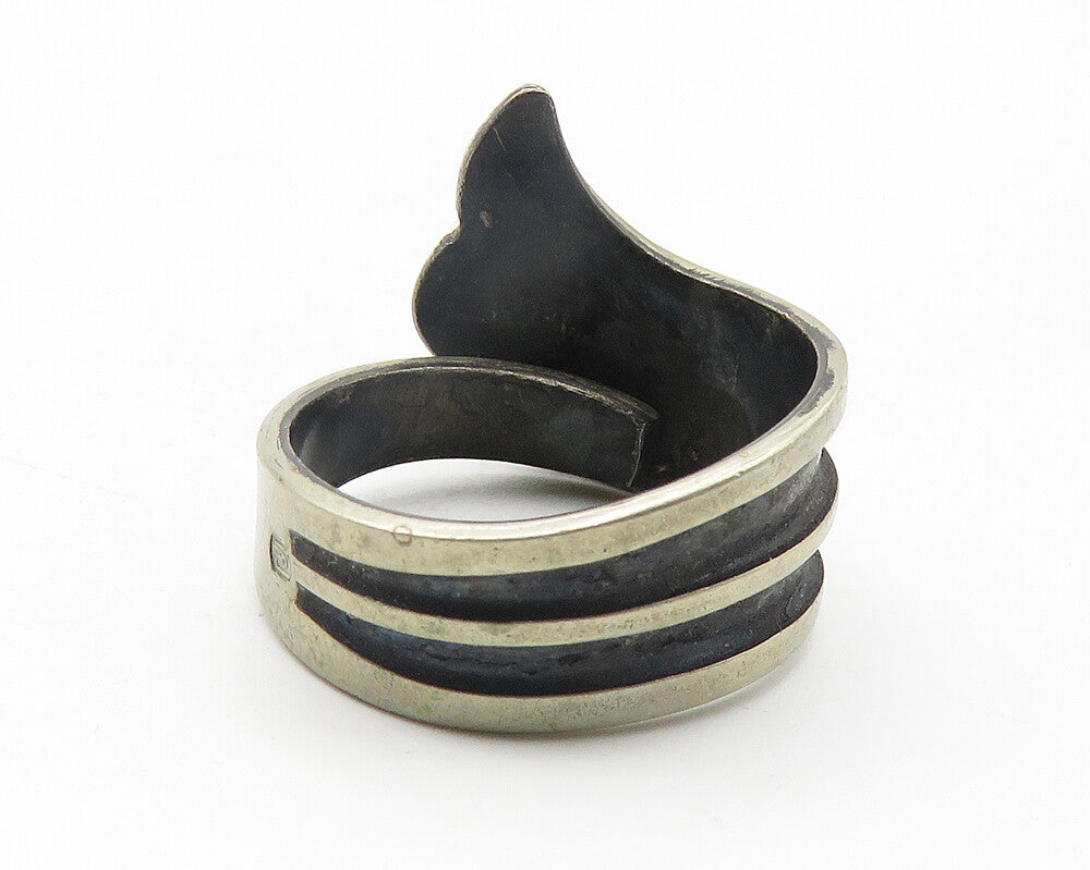 925 Sterling Silver  Vintage Antique Oxidized Wing Band Ring Sz 6  RG11549