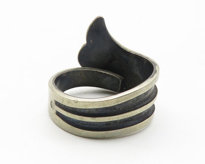 925 Sterling Silver  Vintage Antique Oxidized Wing Band Ring Sz 6  RG11549