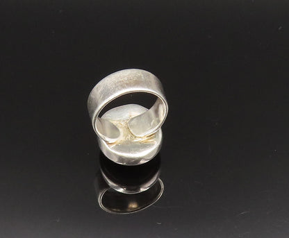 925 Sterling Silver  Vintage Unique Splash Art Glass Ring Sz 6.5  RG25554