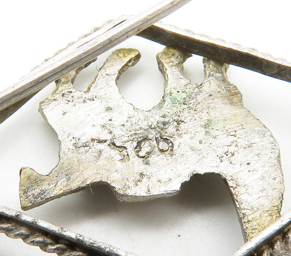 925 Sterling Silver  Vintage Antique Alpaca Diamond Shape Brooch Pin  BP6101