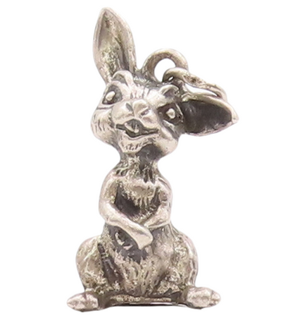 925 Sterling Silver Vintage Pendant JEWEL ART 3D Carved Bunny Charm  PT23460