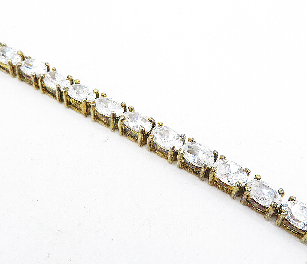 925 Sterling Silver  Vintage Sparkling Cubic Zirconia Tennis Bracelet  BT1865
