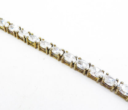 925 Sterling Silver  Vintage Sparkling Cubic Zirconia Tennis Bracelet  BT1865