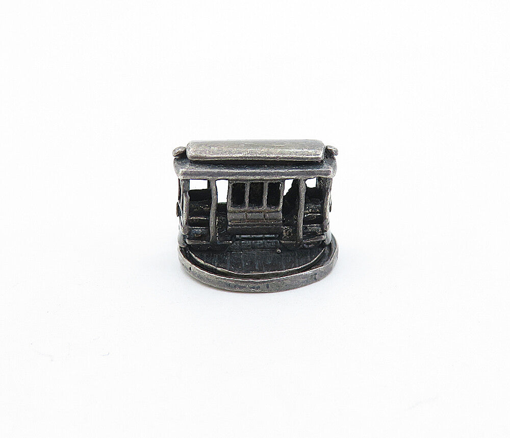 925 Silver  Vintage Oxidized San Francisco Trolley Pendant (TURNS)  PT4255