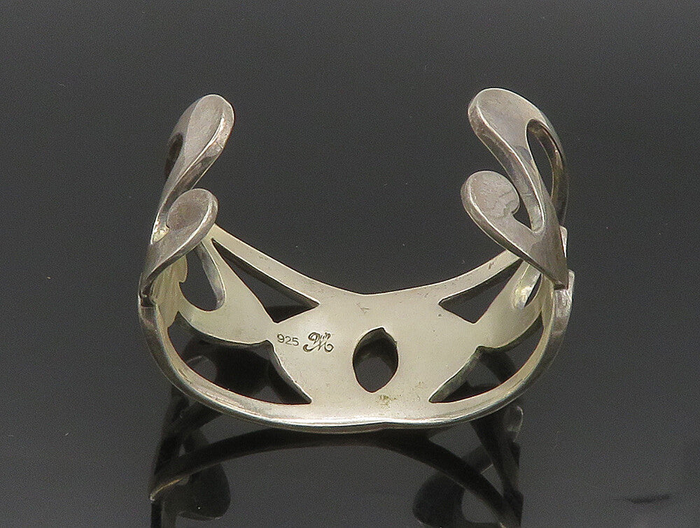 DESIGNER 925 Silver Vintage Interlocking Swirl Cut Out Cuff Bracelet BT9441