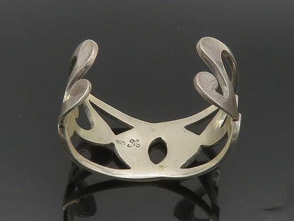 DESIGNER 925 Silver Vintage Interlocking Swirl Cut Out Cuff Bracelet BT9441