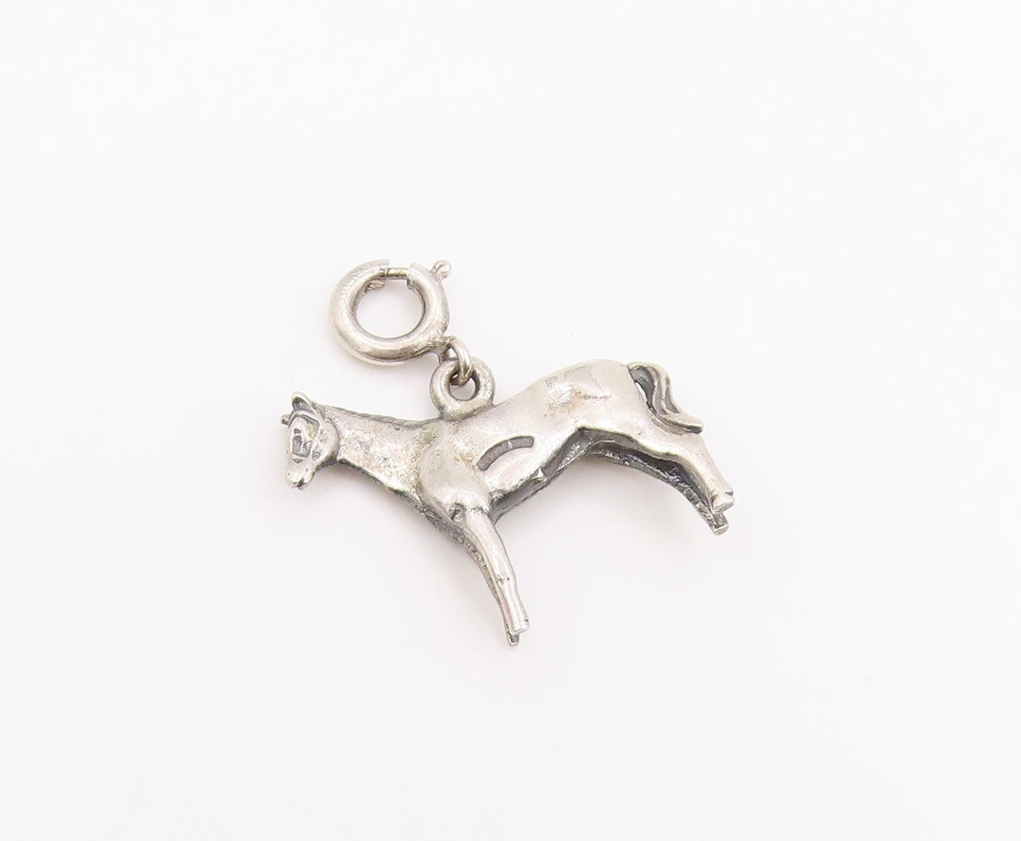 925 Sterling Silver Vintage Pendant Miniature Galloping Horse Charm  PT25958