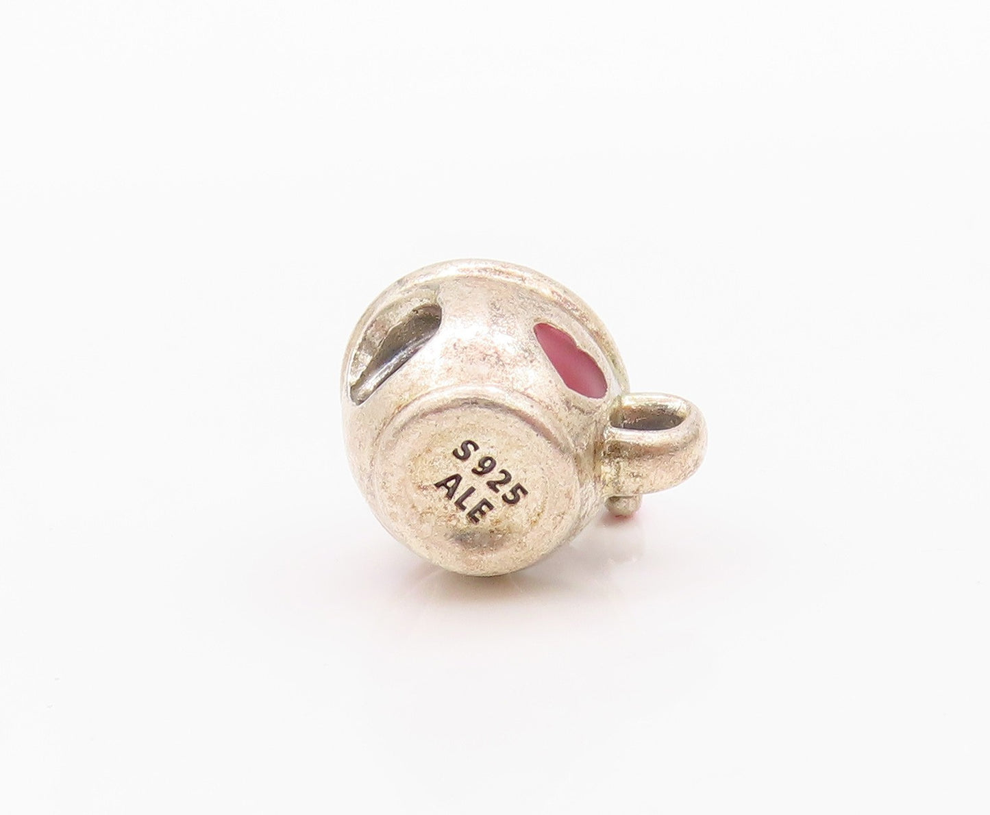 925 Sterling Silver Vintage Pendant PANDORA Enameled Christmas Mug PT24044