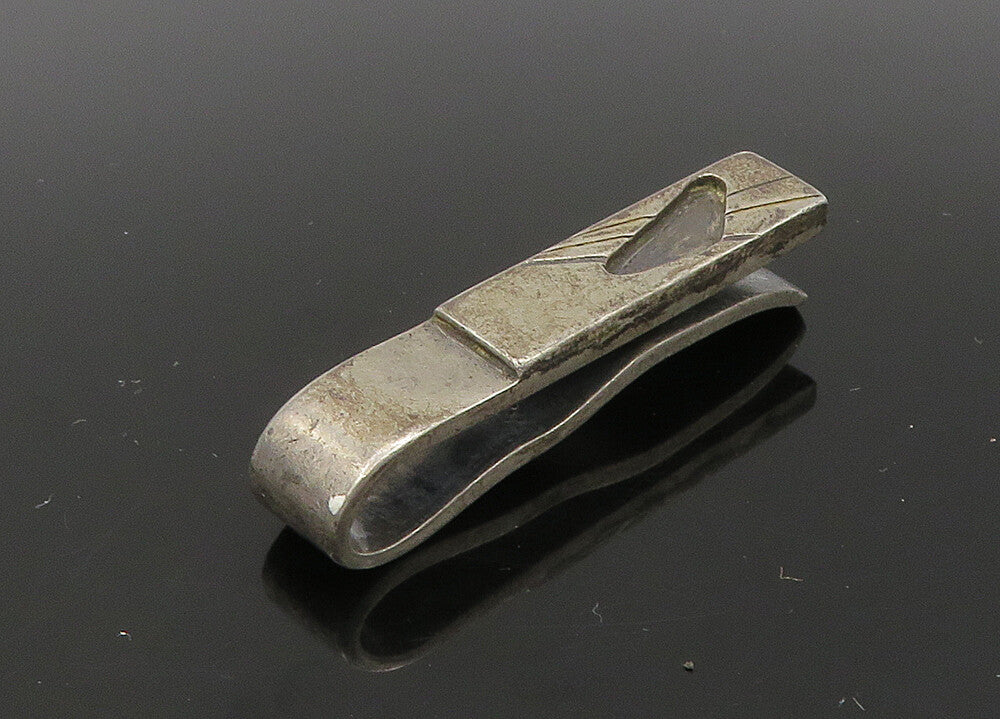 925 Sterling Silver  Vintage Dark Tone Cutout Detail Tie Clip  TR3117