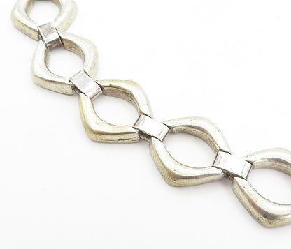 925 Sterling Silver  Vintage Smooth Open Hinge Link Chain Necklace  NE1336