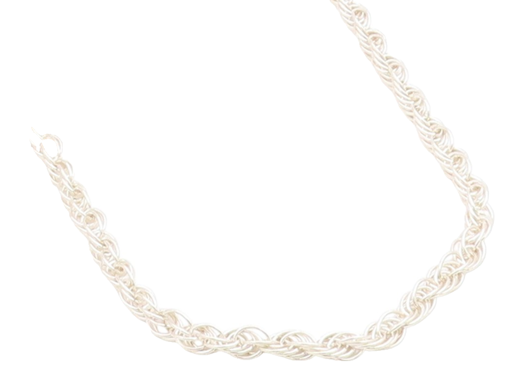 925 Sterling Silver Vintage Necklace Modernist Solid Twisted Rope Chain  NE4796