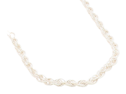 925 Sterling Silver Vintage Necklace Modernist Solid Twisted Rope Chain  NE4796