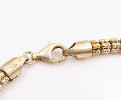 925 Sterling Silver Vintage Bracelet Two Tone Weave Link Design Chain  BT11455