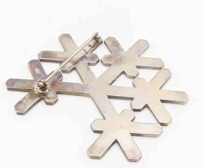 925 Sterling Silver  Vintage Large Snowflake Christmas Brooch Pin  BP10358