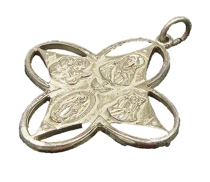 925 Sterling Silver Vintage Antique Religious Miraculous Medal Pendant PT20216