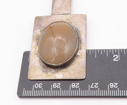 925 Sterling Silver Vintage Pendant Dark Tone Large Oval Gemstone  PT24010