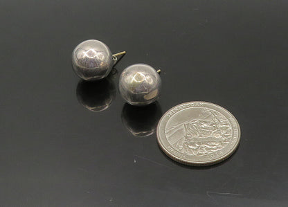 925 Sterling Silver & 14K GOLD  Vintage Shiny Sphere Stud Earrings  EG11275
