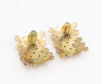 925 Sterling Silver Vintage Earrings Gold Plated MEXICO Bubble Beads  EG13953