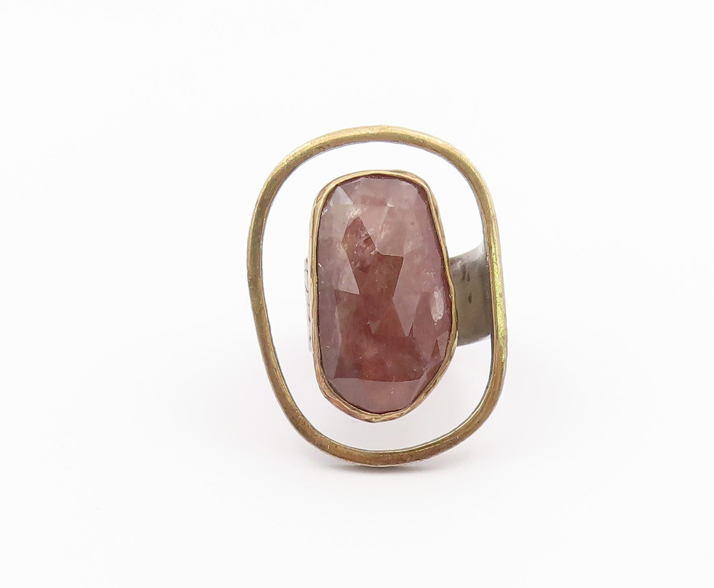 925 Sterling Silver Vintage Ring Modernist Faceted Quartz Band  Sz 6  RG36563